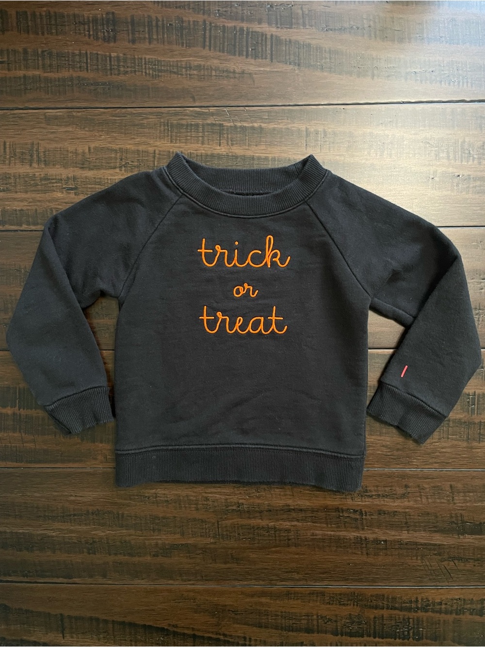 12|12 Trick or Treat Embroidered Black Sweatshirt Organic Cotton